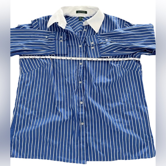 Lauren Ralph Lauren Striped Button Down Shirt Men’s XL Blue/White Long Sleeve - Picture 6 of 7